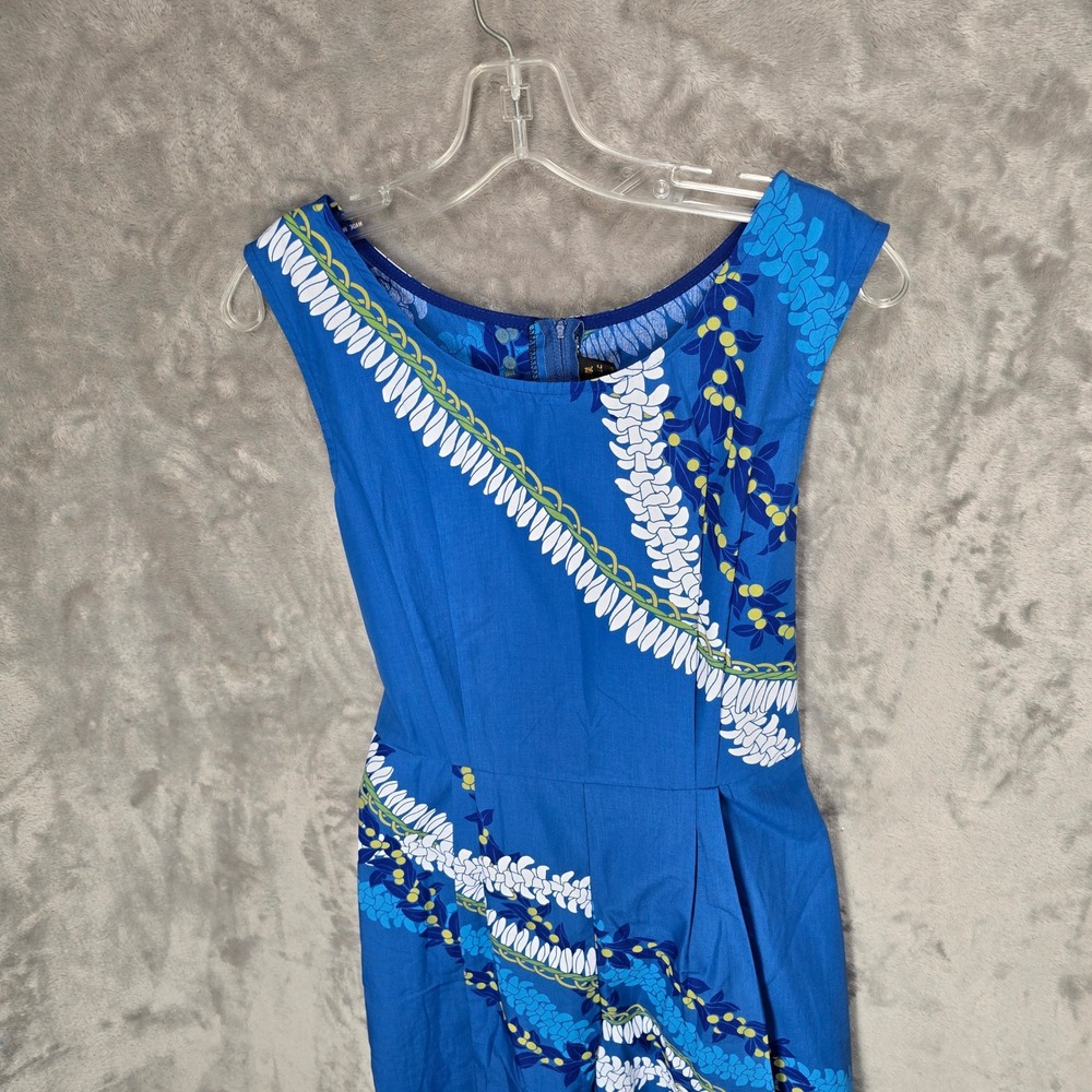 Lee's‎ Fashion Jumpsuit Women M Blue Hawaiian Tropical Floral Lei Pockets Light - Picture 14 of 14